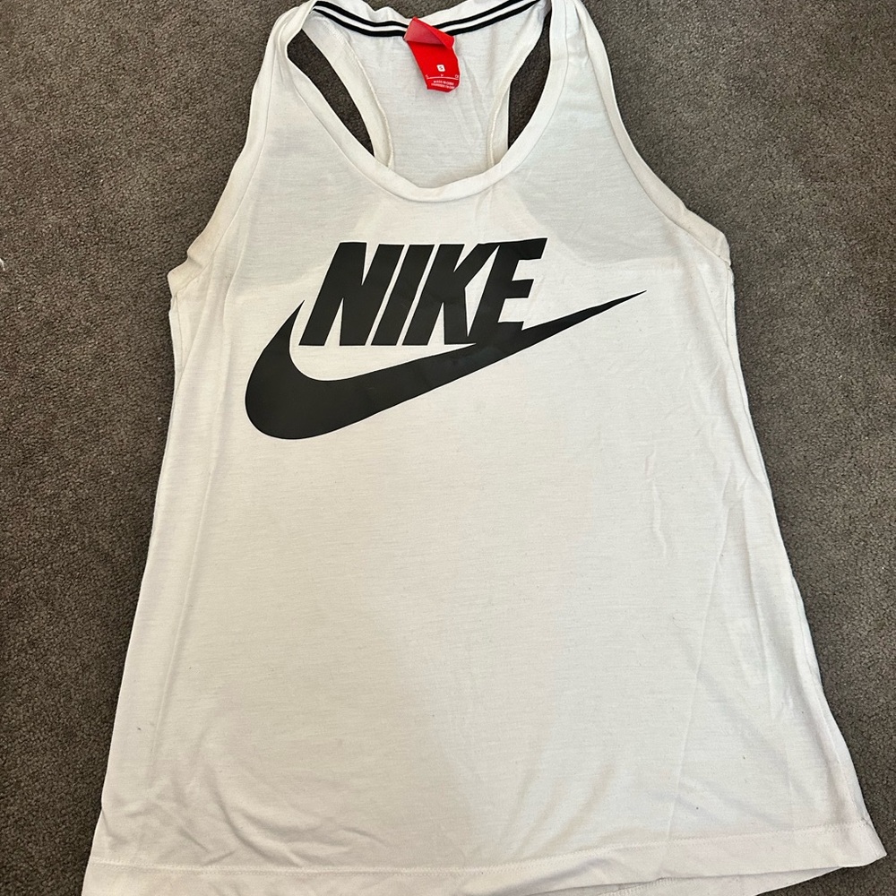 Nike Racerback White and Black Tank Top